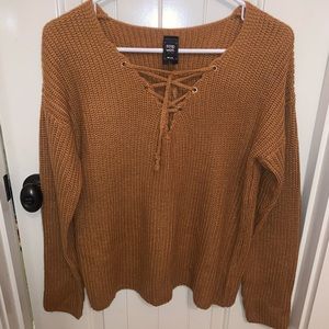 knitted cross tie sweater